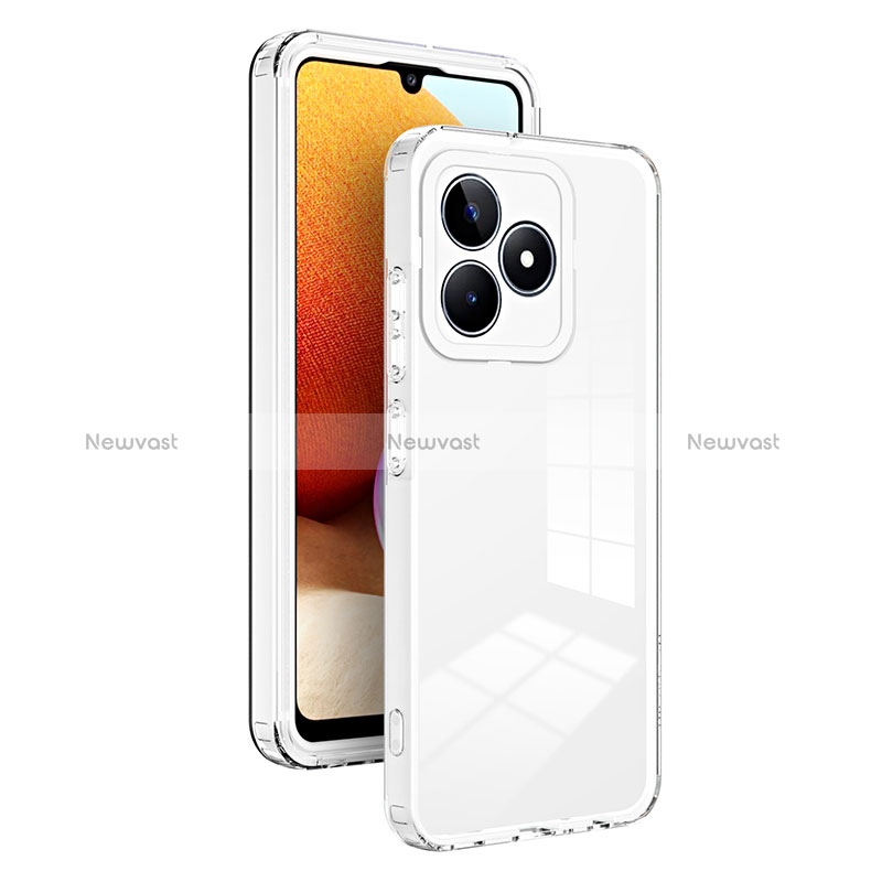 Silicone Transparent Mirror Frame Case Cover H01P for Realme C51 White