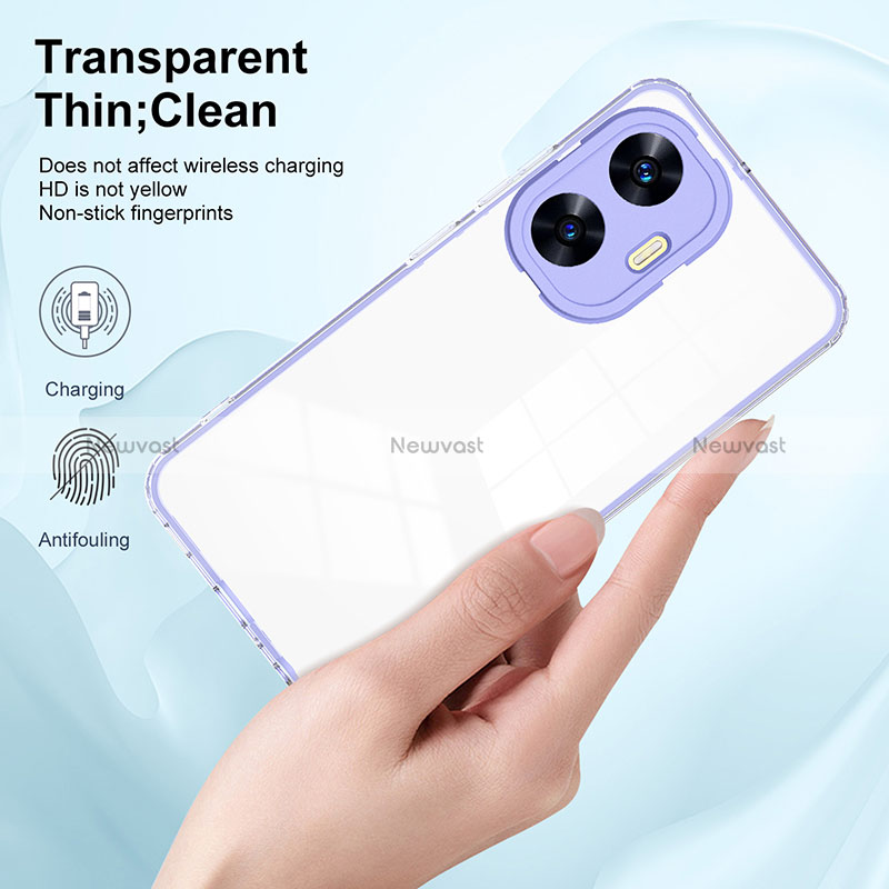 Silicone Transparent Mirror Frame Case Cover H01P for Realme C55