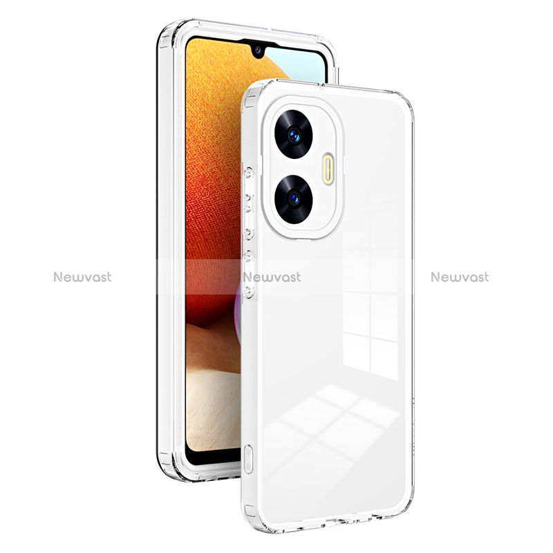 Silicone Transparent Mirror Frame Case Cover H01P for Realme C55