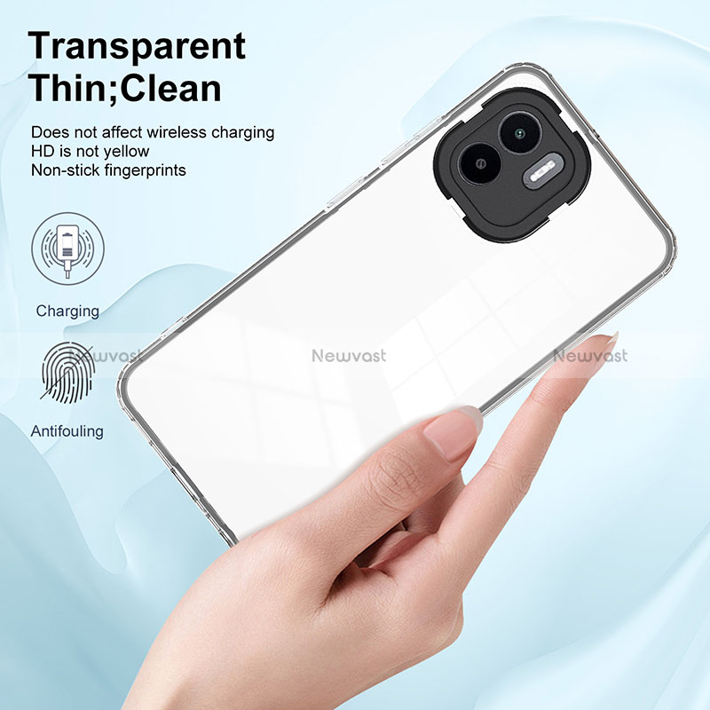 Silicone Transparent Mirror Frame Case Cover H01P for Xiaomi Poco C50