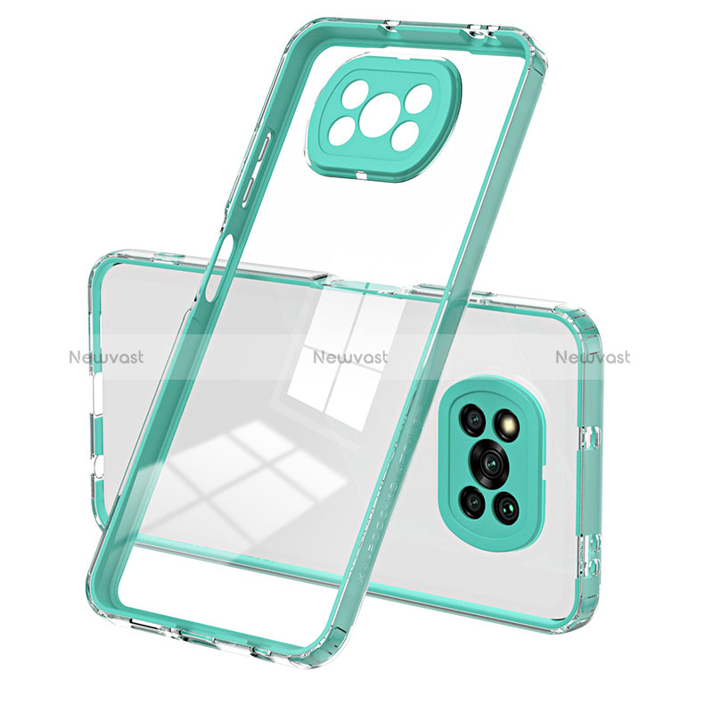 Silicone Transparent Mirror Frame Case Cover H01P for Xiaomi Poco X3 Green