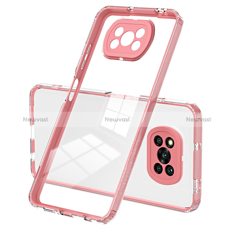 Silicone Transparent Mirror Frame Case Cover H01P for Xiaomi Poco X3 NFC