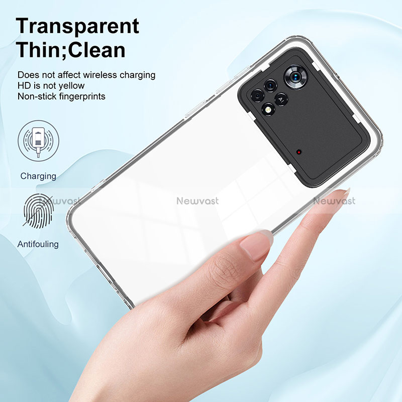 Silicone Transparent Mirror Frame Case Cover H01P for Xiaomi Poco X4 Pro 5G