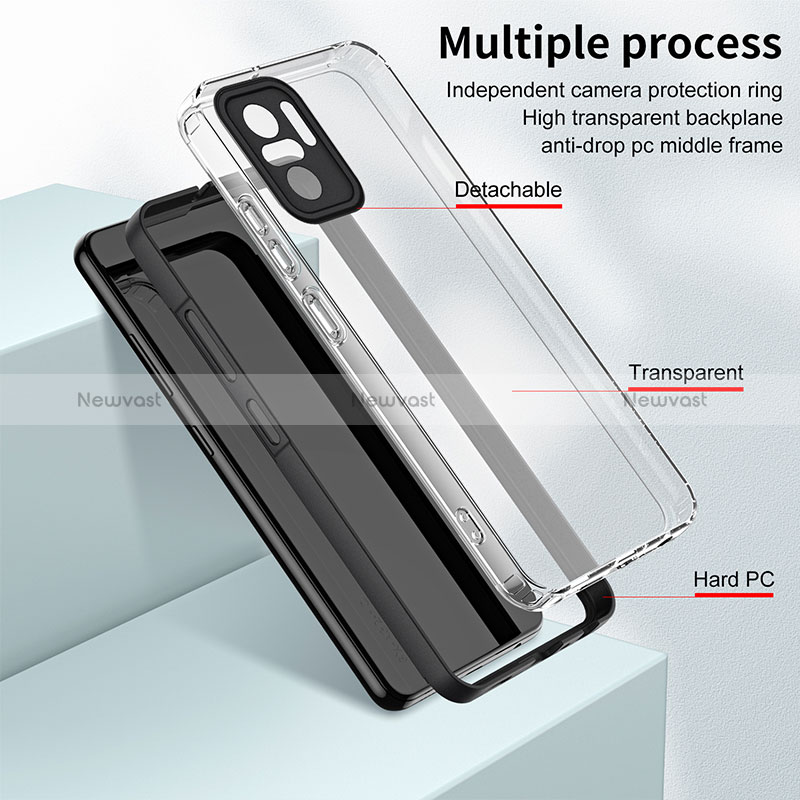 Silicone Transparent Mirror Frame Case Cover H01P for Xiaomi Redmi Note 10 4G