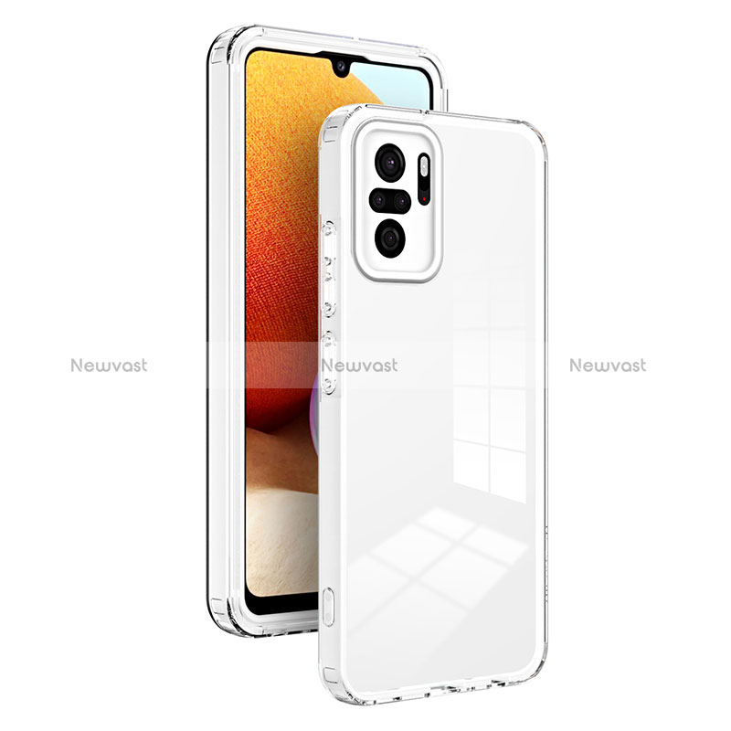 Silicone Transparent Mirror Frame Case Cover H01P for Xiaomi Redmi Note 10 4G White