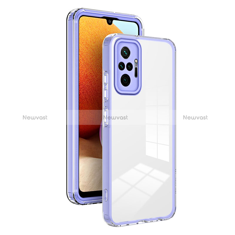 Silicone Transparent Mirror Frame Case Cover H01P for Xiaomi Redmi Note 10 Pro 4G Purple