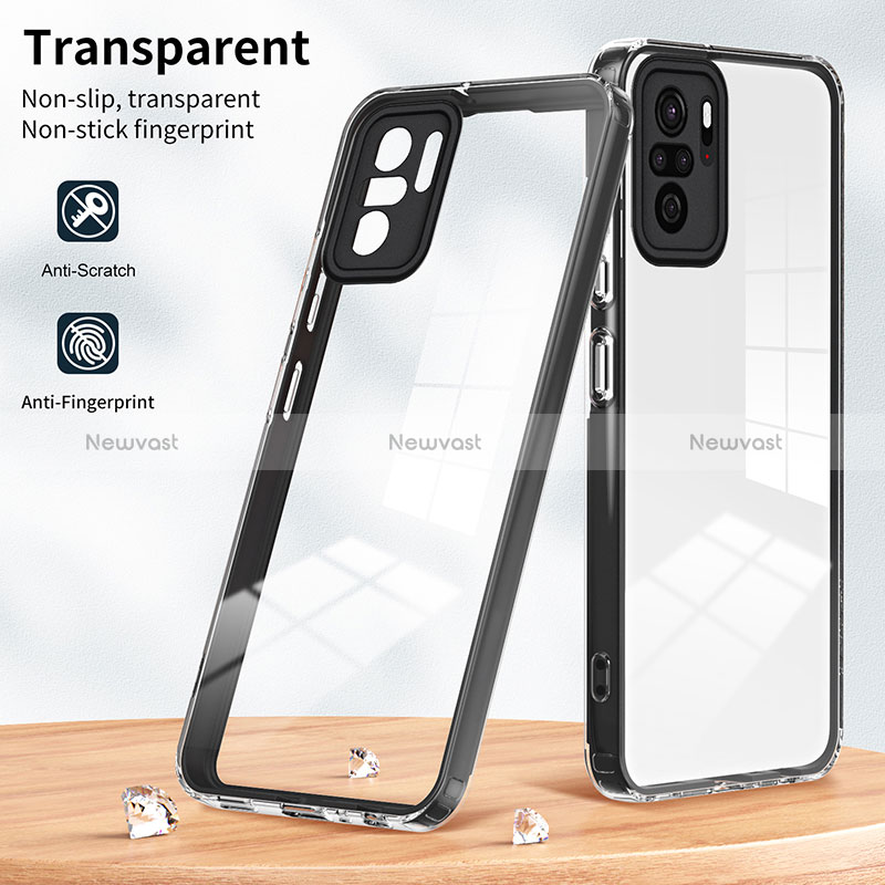 Silicone Transparent Mirror Frame Case Cover H01P for Xiaomi Redmi Note 10S 4G