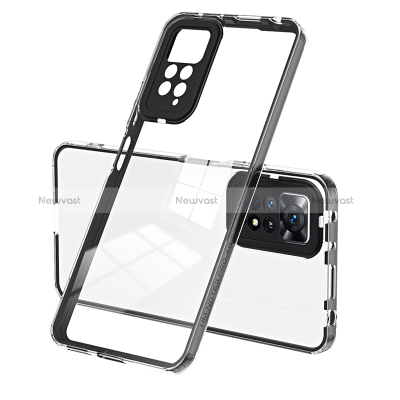 Silicone Transparent Mirror Frame Case Cover H01P for Xiaomi Redmi Note 11 4G (2022) Black