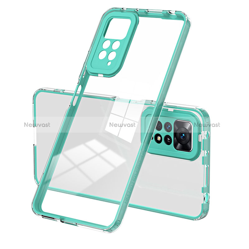 Silicone Transparent Mirror Frame Case Cover H01P for Xiaomi Redmi Note 11 4G (2022) Green