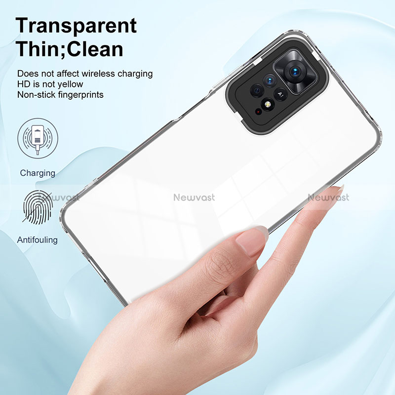 Silicone Transparent Mirror Frame Case Cover H01P for Xiaomi Redmi Note 11 Pro 4G