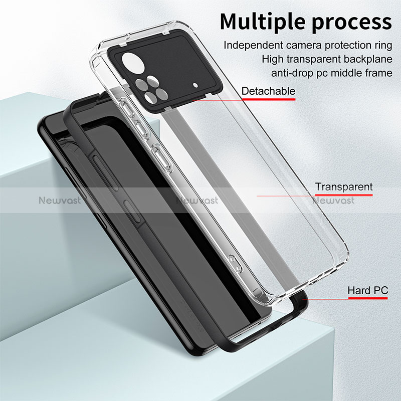 Silicone Transparent Mirror Frame Case Cover H01P for Xiaomi Redmi Note 11E Pro 5G