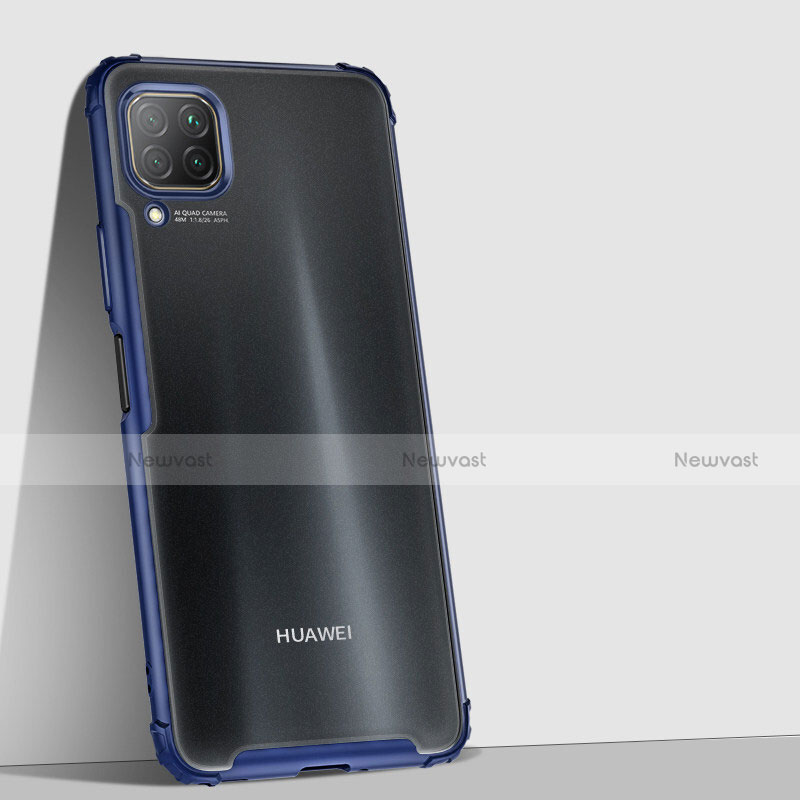 Silicone Transparent Mirror Frame Case Cover H02 for Huawei Nova 7i Blue