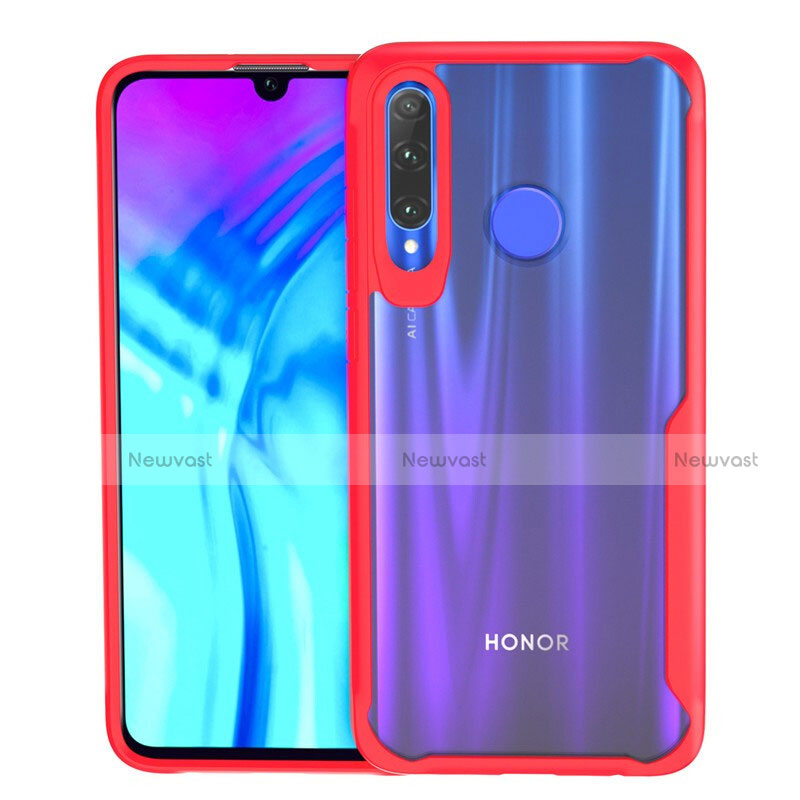 Silicone Transparent Mirror Frame Case Cover H02 for Huawei P Smart+ Plus (2019) Red