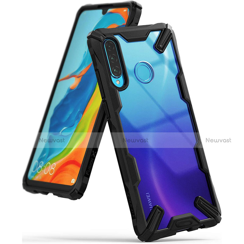 Silicone Transparent Mirror Frame Case Cover H02 for Huawei P30 Lite XL Black