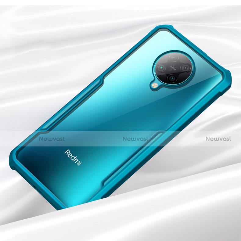 Silicone Transparent Mirror Frame Case Cover H02 for Xiaomi Poco F2 Pro Cyan