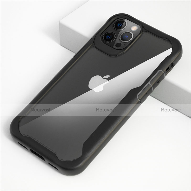 Silicone Transparent Mirror Frame Case Cover M01 for Apple iPhone 12 Pro Black