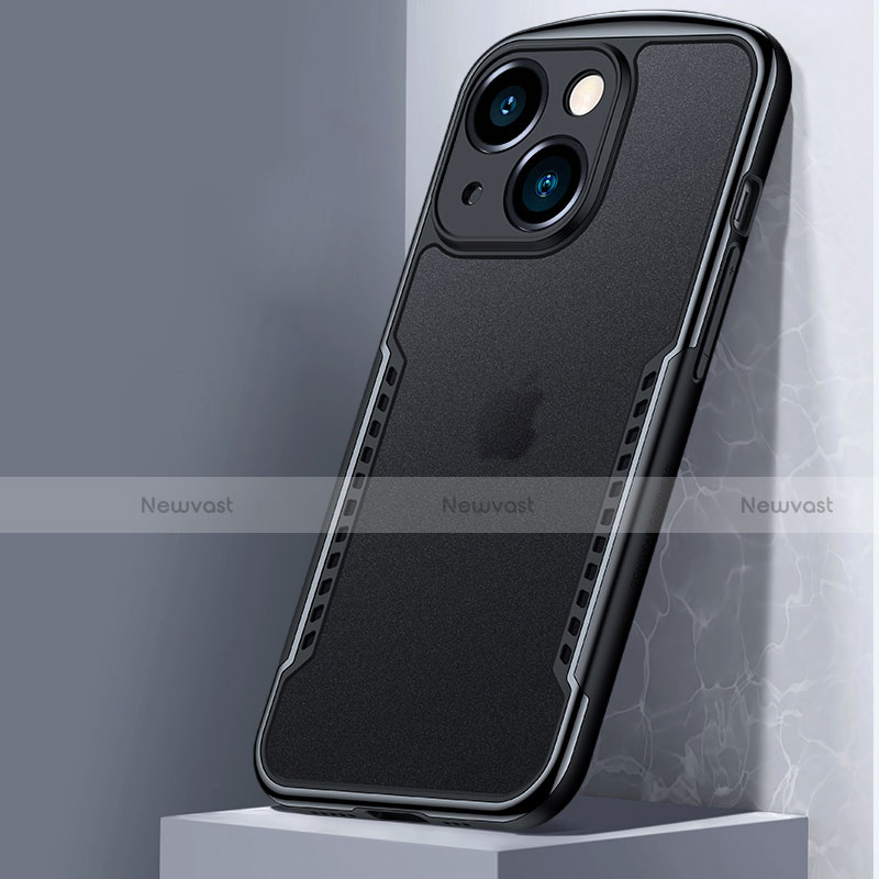 Silicone Transparent Mirror Frame Case Cover M01 for Apple iPhone 13 Black