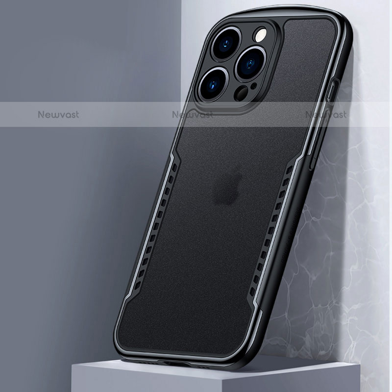 Silicone Transparent Mirror Frame Case Cover M01 for Apple iPhone 16 Pro Max Black