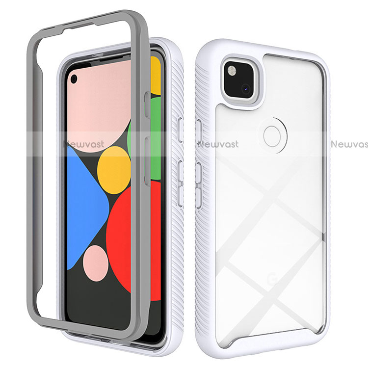 Silicone Transparent Mirror Frame Case Cover M01 for Google Pixel 4a White