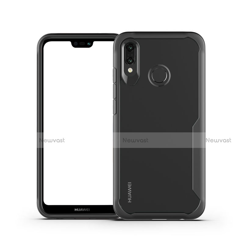 Silicone Transparent Mirror Frame Case Cover M01 for Huawei Nova 3e Black