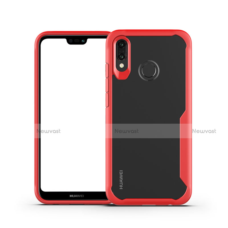 Silicone Transparent Mirror Frame Case Cover M01 for Huawei Nova 3e Red