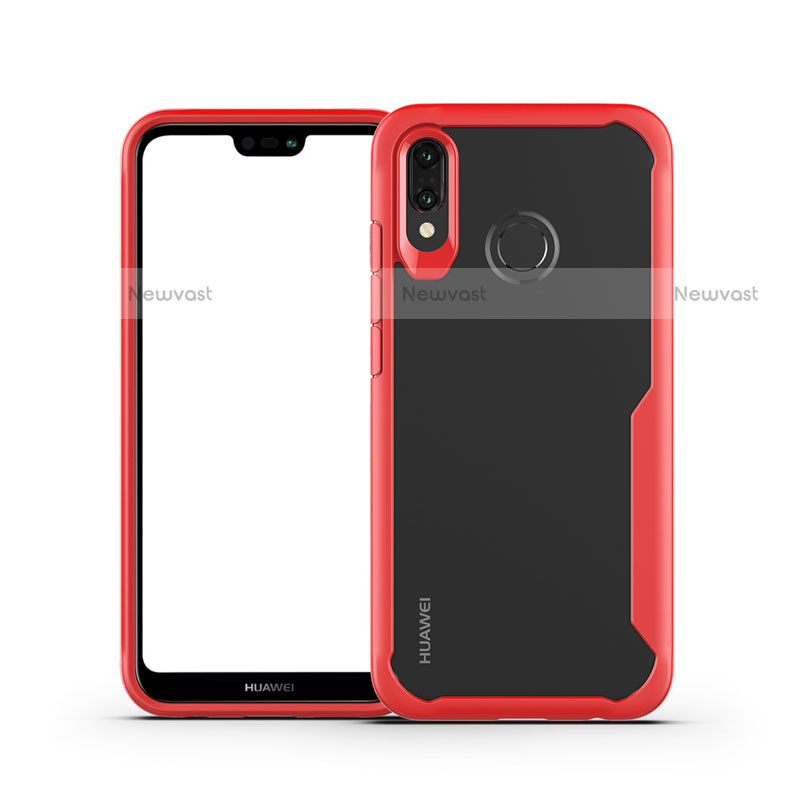 Silicone Transparent Mirror Frame Case Cover M01 for Huawei P20 Lite Red