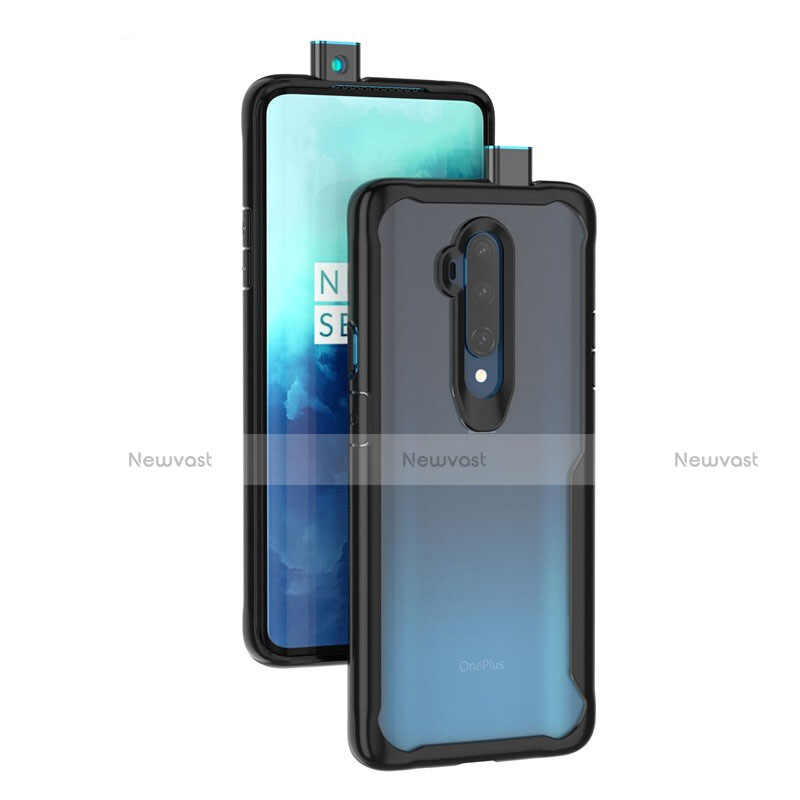 Silicone Transparent Mirror Frame Case Cover M01 for OnePlus 7T Pro Black