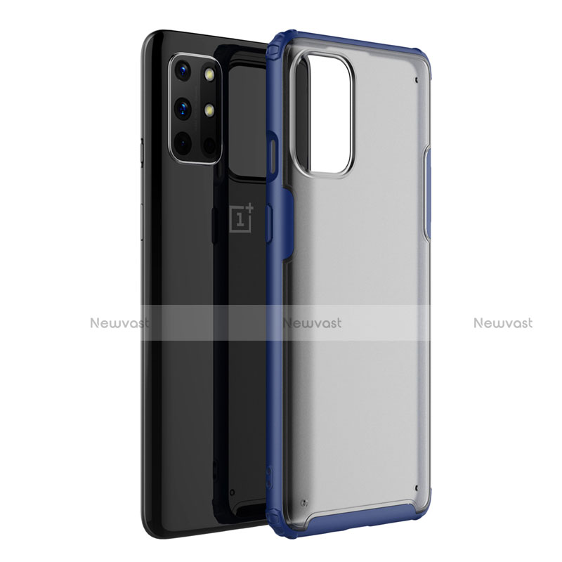 Silicone Transparent Mirror Frame Case Cover M01 for OnePlus 8T 5G Blue