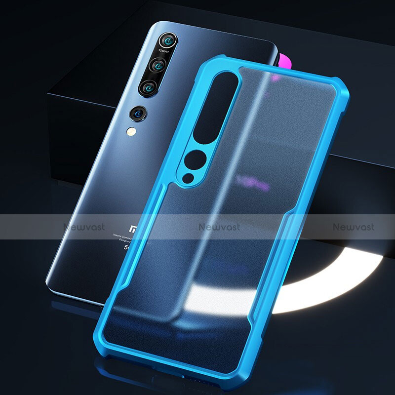 Silicone Transparent Mirror Frame Case Cover M01 for Xiaomi Mi 10 Blue