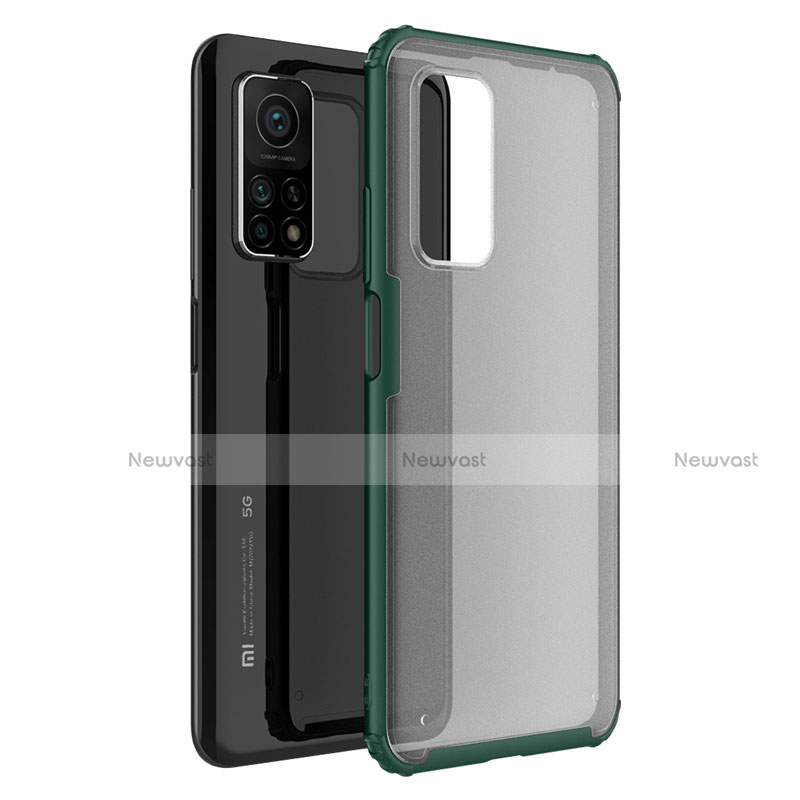 Silicone Transparent Mirror Frame Case Cover M01 for Xiaomi Mi 10T 5G Green