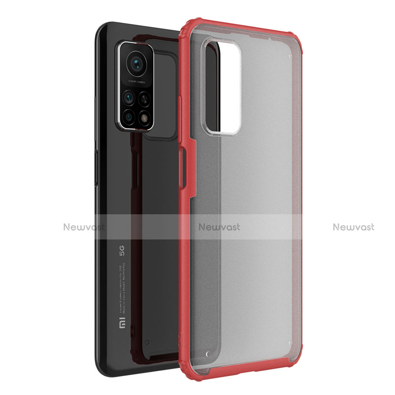 Silicone Transparent Mirror Frame Case Cover M01 for Xiaomi Mi 10T 5G Red