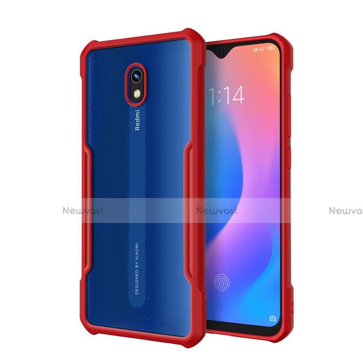 Silicone Transparent Mirror Frame Case Cover M01 for Xiaomi Redmi 8A Red