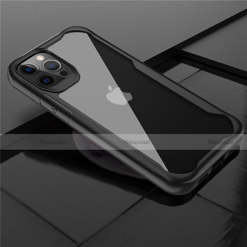 Silicone Transparent Mirror Frame Case Cover M02 for Apple iPhone 12 Pro Max Black