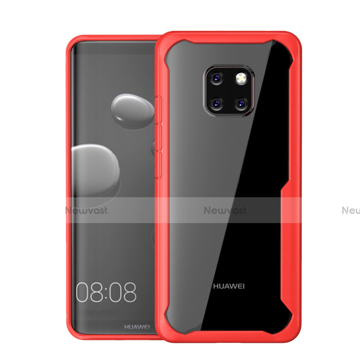 Silicone Transparent Mirror Frame Case Cover M02 for Huawei Mate 20 Pro Red