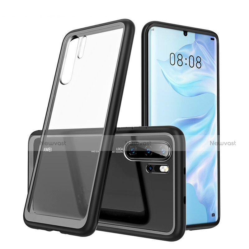 Silicone Transparent Mirror Frame Case Cover M02 for Huawei P30 Pro Black