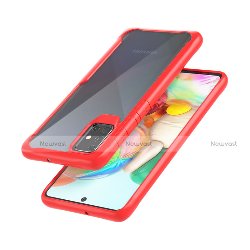 Silicone Transparent Mirror Frame Case Cover M02 for Samsung Galaxy A71 5G Red