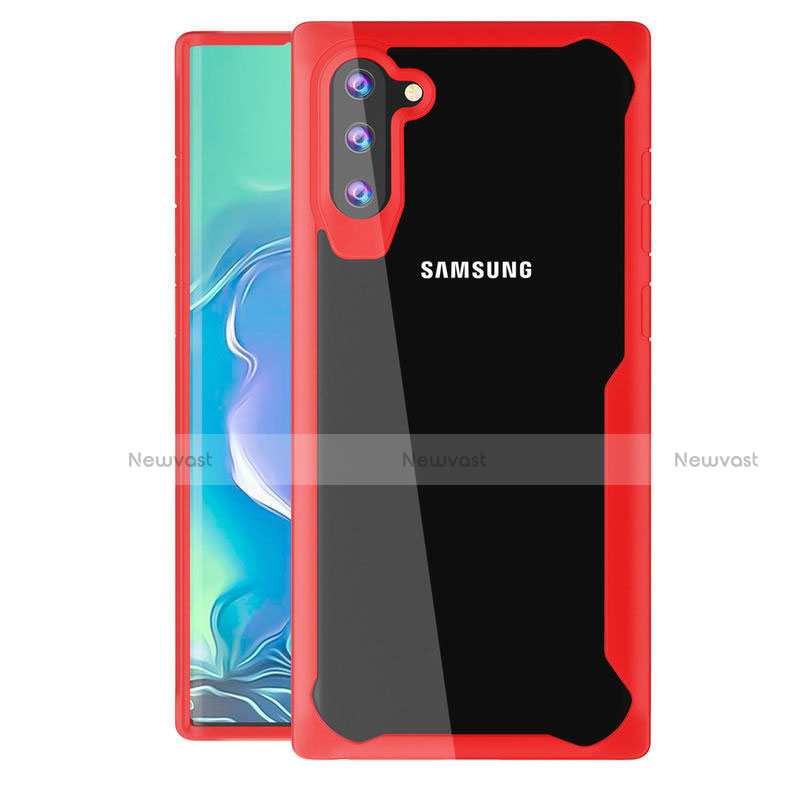 Silicone Transparent Mirror Frame Case Cover M02 for Samsung Galaxy Note 10 Red