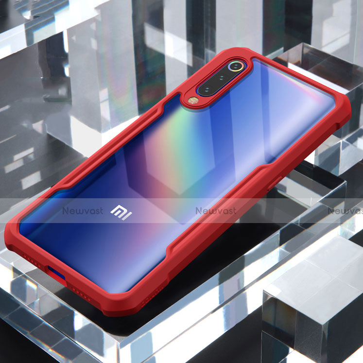 Silicone Transparent Mirror Frame Case Cover M02 for Xiaomi Mi 9 Lite Red