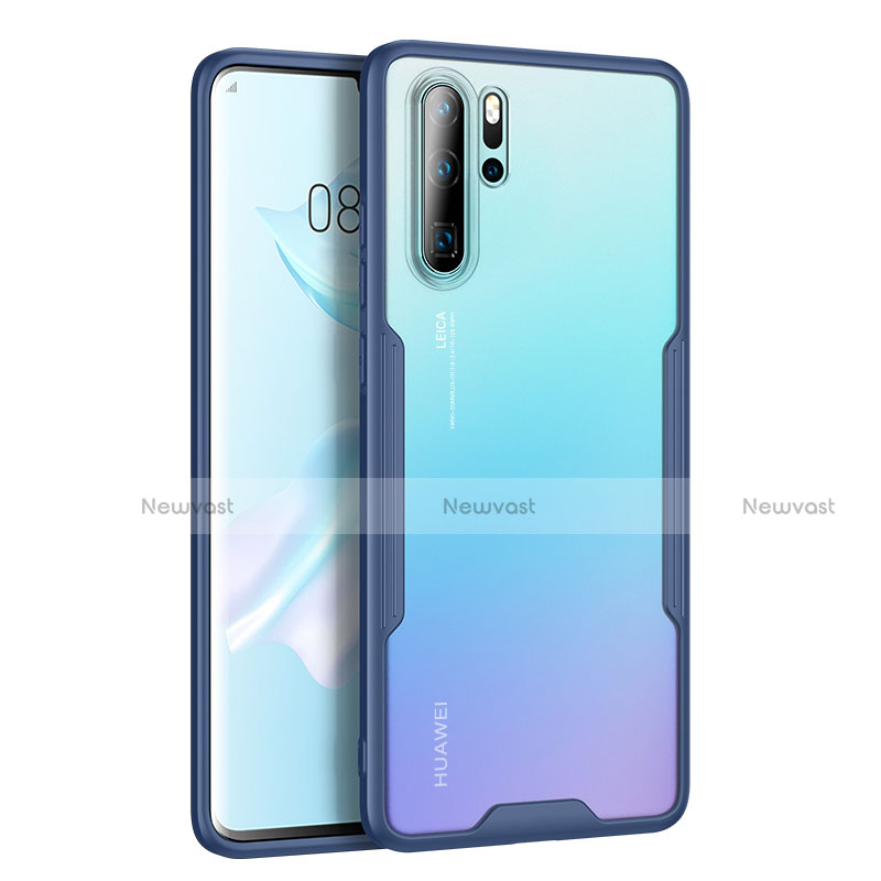 Silicone Transparent Mirror Frame Case Cover M03 for Huawei P30 Pro Blue