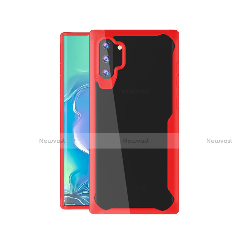 Silicone Transparent Mirror Frame Case Cover M03 for Samsung Galaxy Note 10 Plus Red