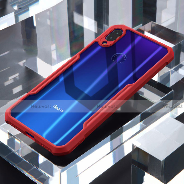 Silicone Transparent Mirror Frame Case Cover M03 for Xiaomi Redmi Note 7 Pro Red