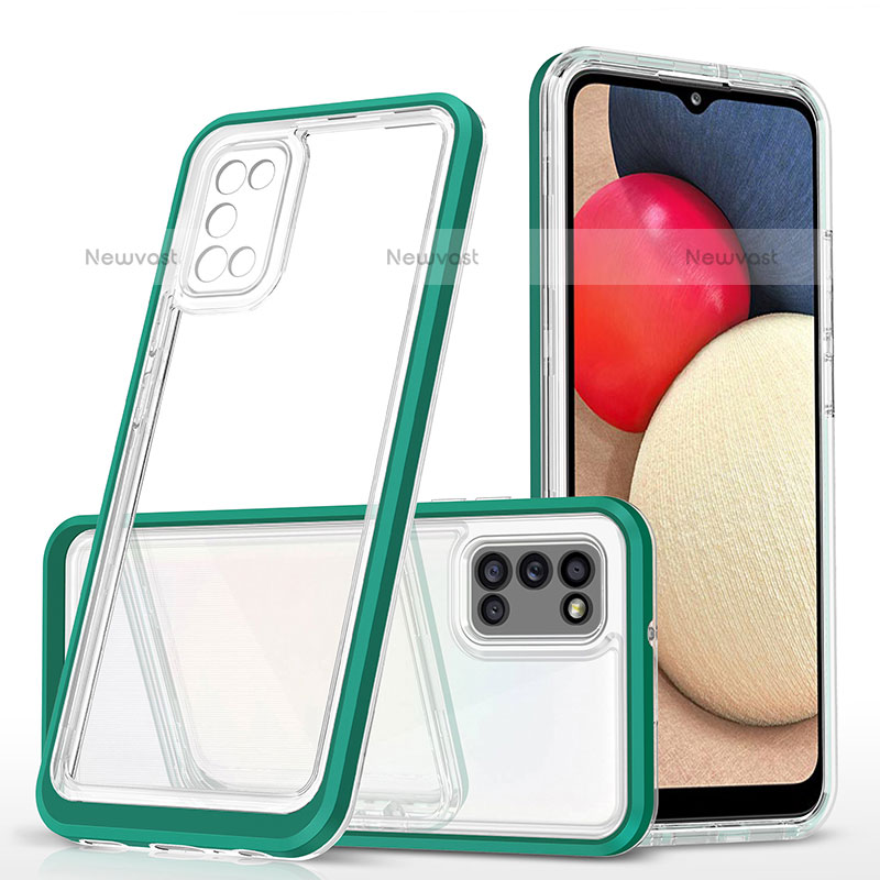 Silicone Transparent Mirror Frame Case Cover MQ1 for Samsung Galaxy A02s Green