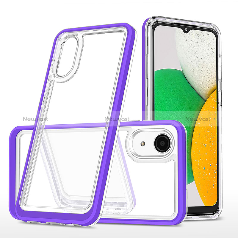 Silicone Transparent Mirror Frame Case Cover MQ1 for Samsung Galaxy A03 Core Purple