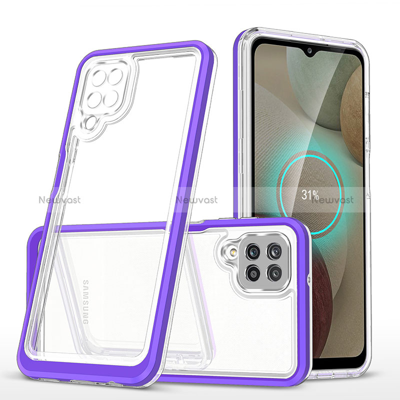 Silicone Transparent Mirror Frame Case Cover MQ1 for Samsung Galaxy A12 5G Purple