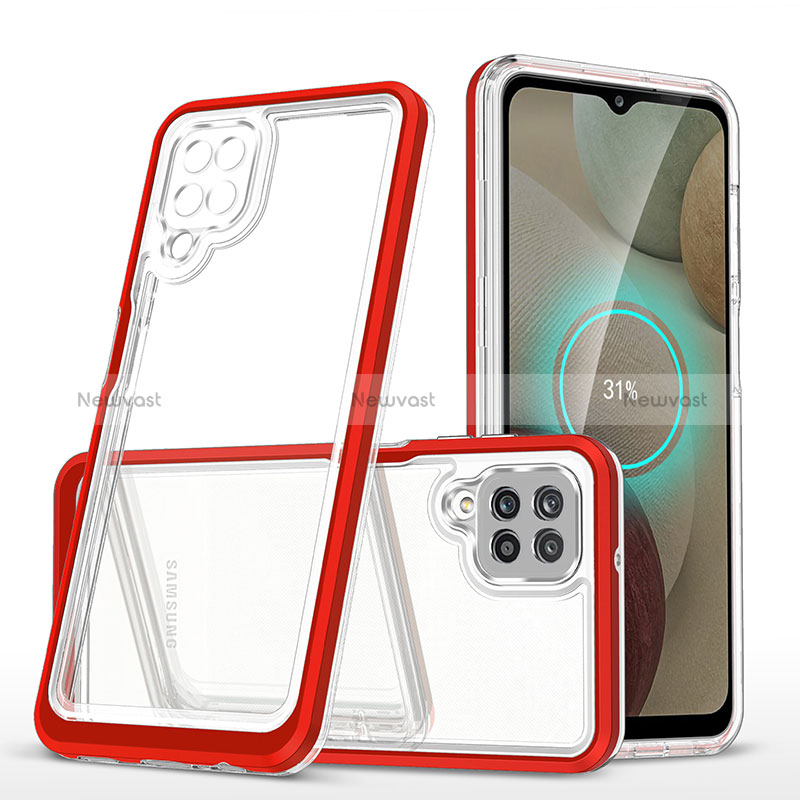 Silicone Transparent Mirror Frame Case Cover MQ1 for Samsung Galaxy A12 5G Red