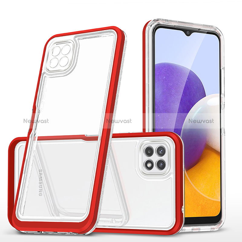 Silicone Transparent Mirror Frame Case Cover MQ1 for Samsung Galaxy A22s 5G Red