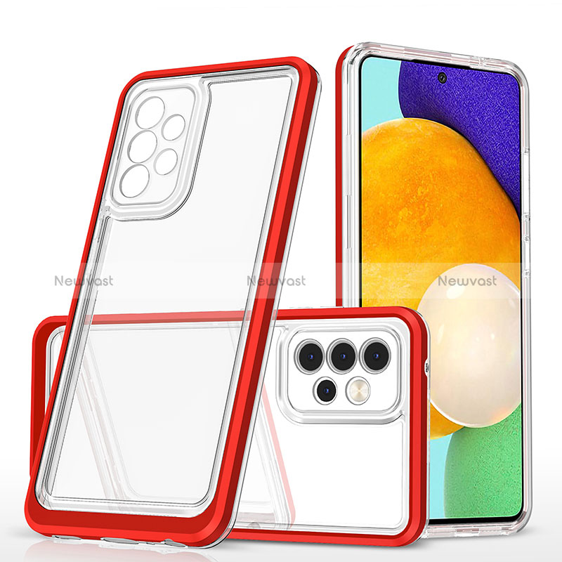 Silicone Transparent Mirror Frame Case Cover MQ1 for Samsung Galaxy A52 4G Red