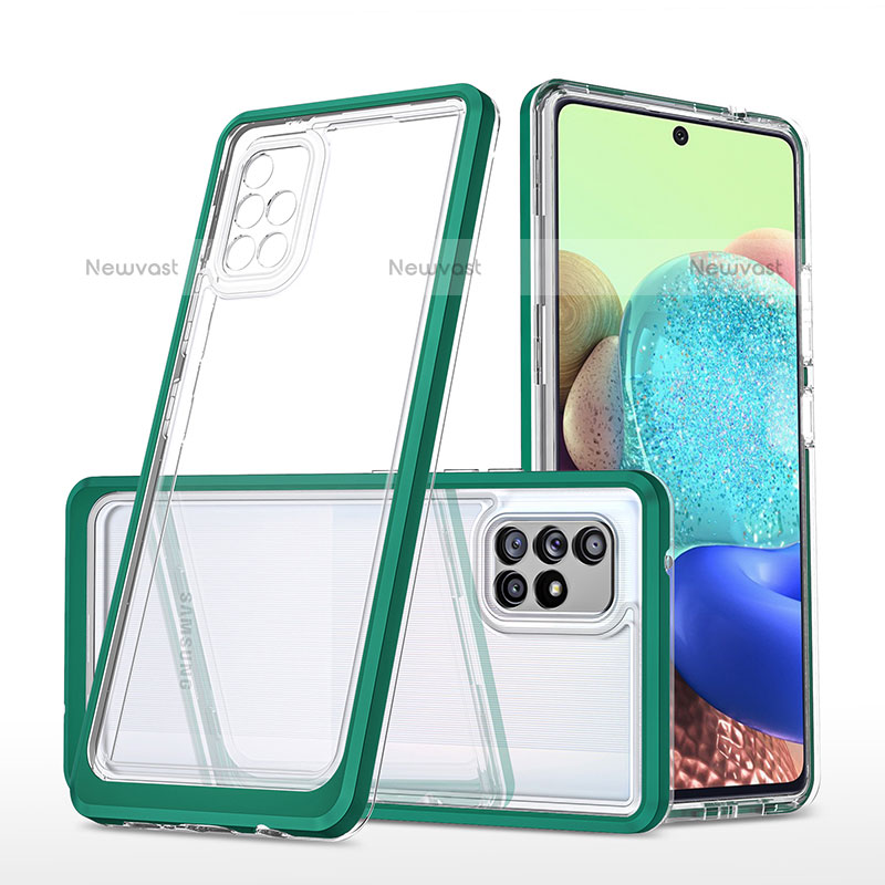Silicone Transparent Mirror Frame Case Cover MQ1 for Samsung Galaxy A71 4G A715 Green