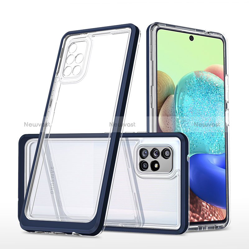 Silicone Transparent Mirror Frame Case Cover MQ1 for Samsung Galaxy A71 5G Blue