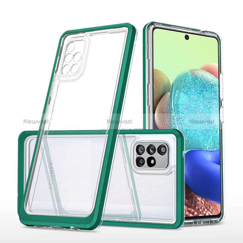 Silicone Transparent Mirror Frame Case Cover MQ1 for Samsung Galaxy A71 5G Green